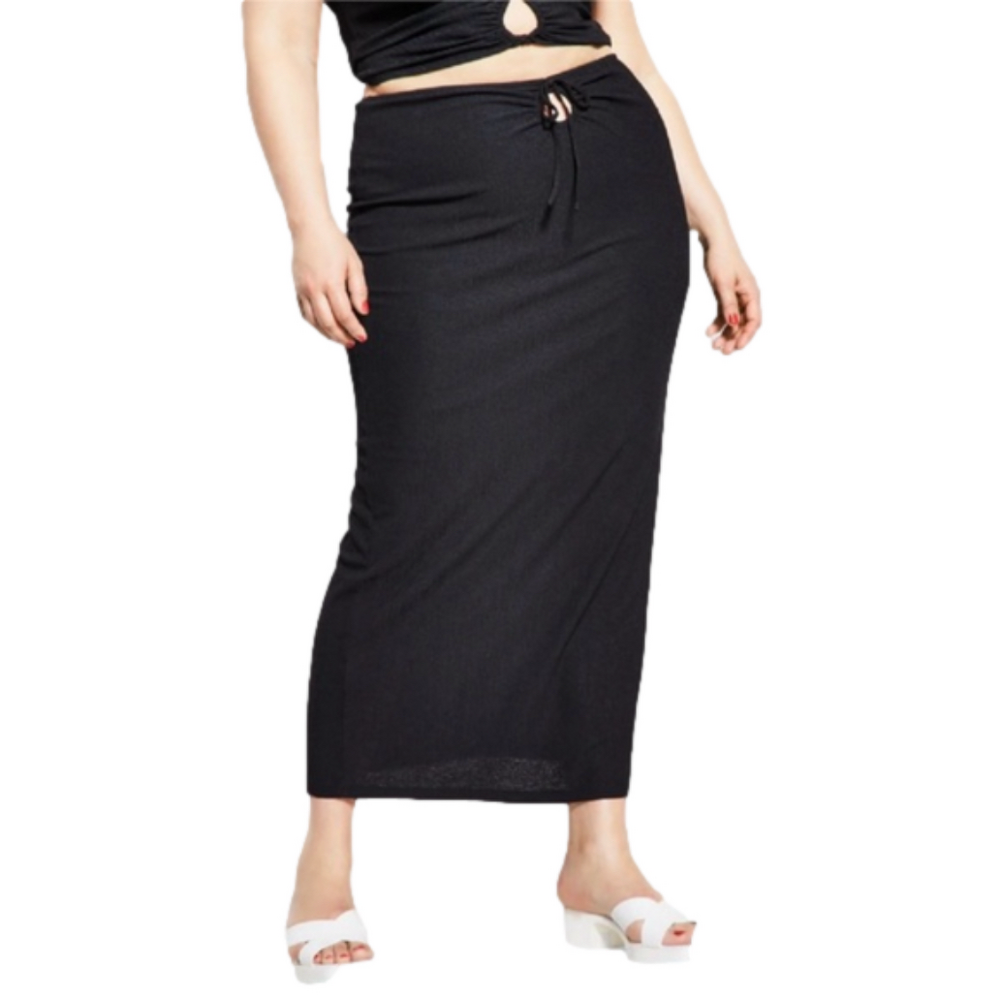 ROYALTY BY MALUMA textured ribbed black maxi skirt women’s size medium NWT